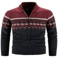 thumbnail image 2 of Cardigan pour Homme à Fermeture Éclair Intégrale, Col Montant, Coupe Ajustée, Chandail Tricoté Décontracté, 2 of 5