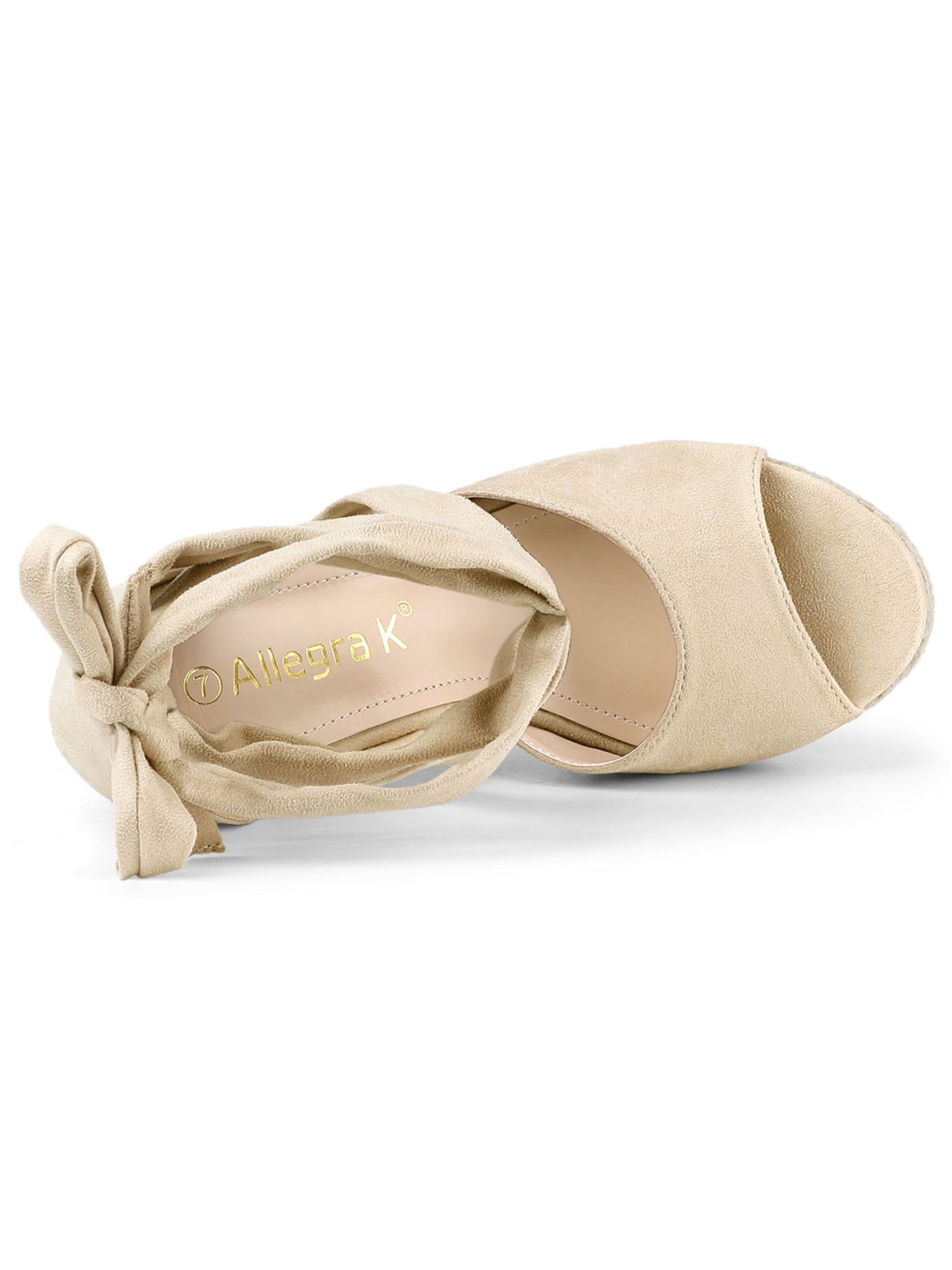 DARING DIVA Women's Lace Up Espadrilles Platform Wedges Sandals Beige 7.5