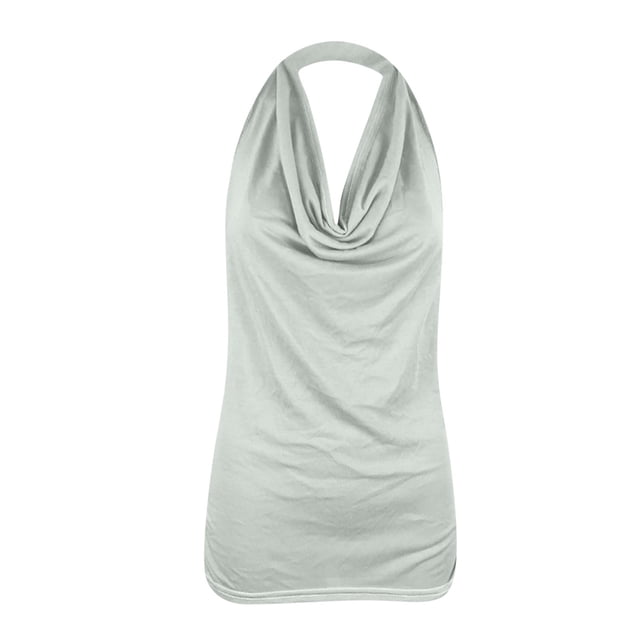 Qucoqpe - Camisetas de tirantes para mujer, informales, lisas, con cuello halter y espalda descubierta, básicas de verano, en liquidación