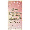 thumbnail image 3 of Sparkling Pink Background with Star Confetti Happy 25th Birthday Banner Party Supplies Photography Props Birthday Decoration Backdrop Decorations, 3 of 7