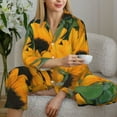 thumbnail image 6 of Honeii Sunflowers 7 print Women's Pajama Sets Long Sleeve Button Down Sleepwear Nightwear Soft Pjs Lounge Sets-Medium, 6 of 7