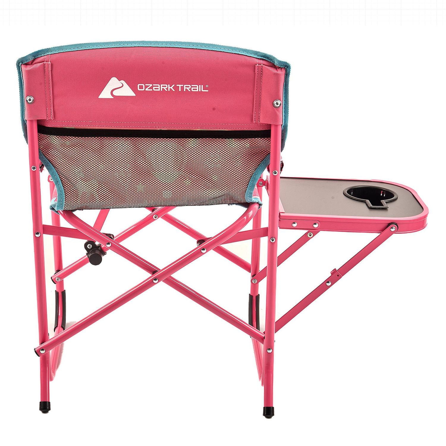 Ozark Trail Kids Director Chair with Side Table, 125lbs Weight Capacity, Blue, Table for Food or Snacks with Cup Holder
