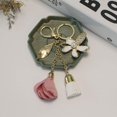 thumbnail image 4 of Flower Keychain Rhinestone Tassel Leaf Key Ring Women Wallet Bag Pendant Charms Pink, 4 of 8