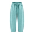 thumbnail image 4 of Women's Baggy Wide Leg Pants Casual Drawstring Sports Pants Loose Elastic Waist Cropped Summer Athletic Pants by Yigetop Mint Green XL, 4 of 7