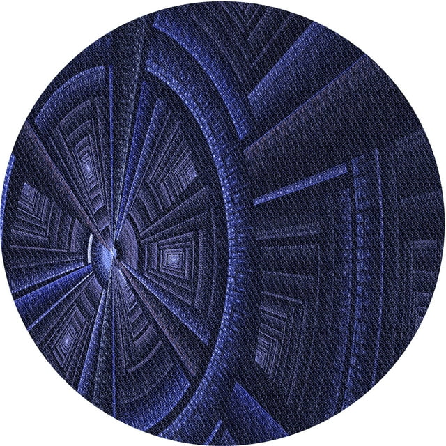 Ahgly Tapis Rond Lavable en Machine Intérieur Transitionnel Bleu Nuit, 4 Pieds Rond