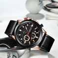 thumbnail image 4 of Men's Watches, Business Casual Chronograph Quartz  Wristwatch Black Leather Strap Watch for Man, 4 of 6