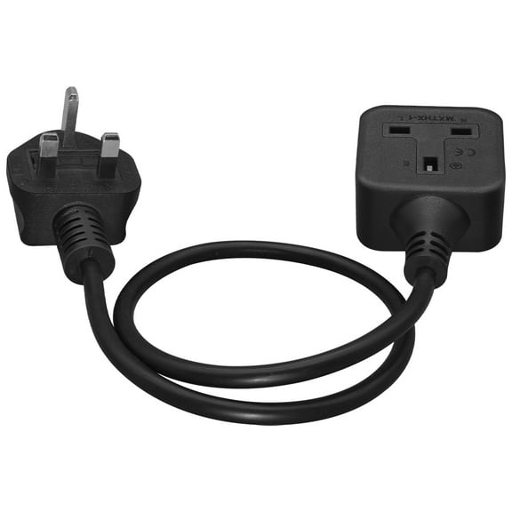 Toptekits UK British Standard Power M/F Extension Cord Cable,UK BS1363 Extension Cord, IEC UK 3Pin Male Plug to UK 3Pin Female Socket Power Adapter Cable,13A/250V (0.6m/2ft)