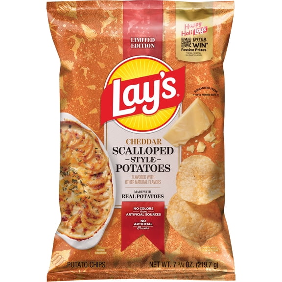 Lay's Potato Cheddar Scalloped Styled Potato Chips, 7.75 oz Bag