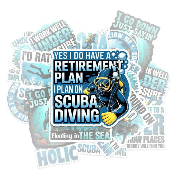 10 Pcs Scuba Diving Stickers Pack | Funny Waterproof Vinyl Diver Decals | Gift for Ocean & Dive Lovers