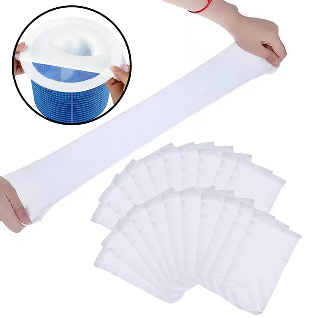 Oleegame 1PC Sink Drain Filter Cover 30pcs Round Swimming Pool Filter Separator Mesh Filter Sock Bag Filter Bag White