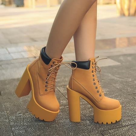 

TANGNADE Fashion Pure Color Round Toe Slip-Up Boots Wedge Heels Vintage Women Boots Shoes