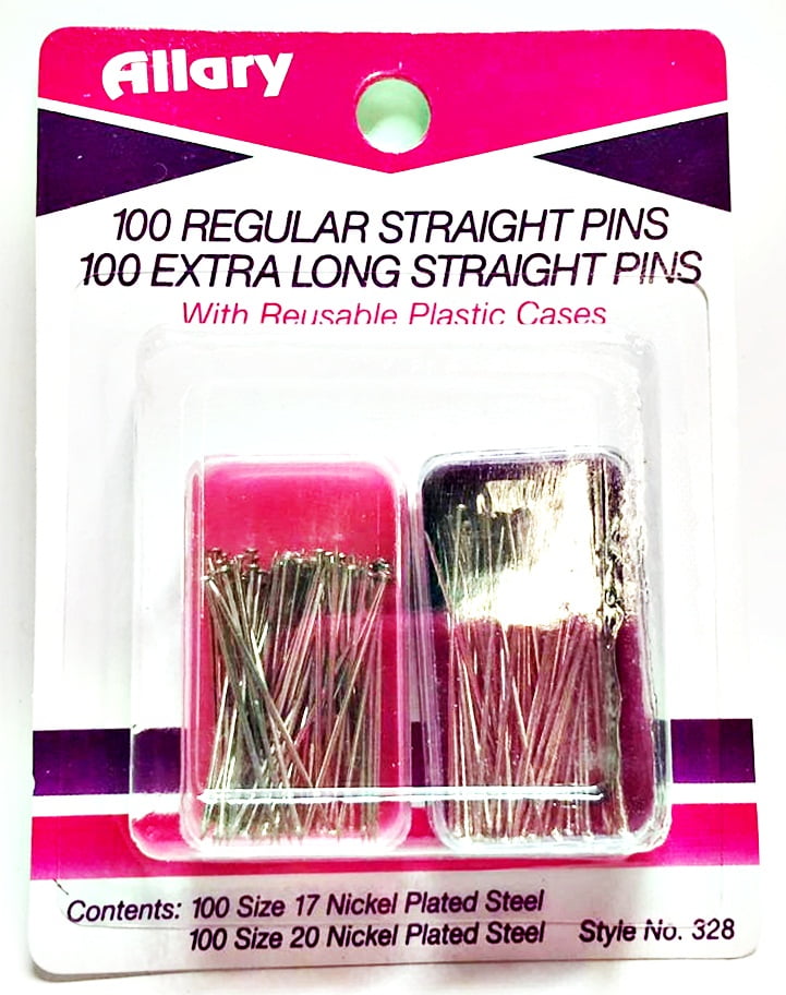 Allary 328 Regular & Extra Long Straight Pins in Reusable Plastic Case