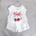 thumbnail image 6 of LJEFF Girls 2PC Cute Printed Short Sleeve Set, Soft Breathable Drawstring Lightweight Summer T-Shirt and Shorts Set White Size 24 Months, 6 of 6