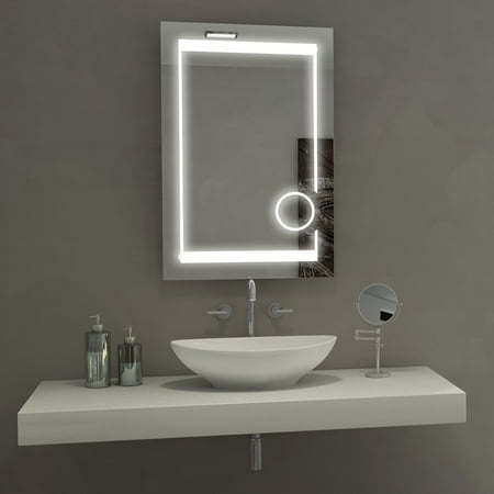 Paris Mirror Aurora Illuminated LED Bathroom Mirror with 3X Magnification Circle