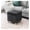 Fluffy Striped Grey, variant on 17.3" Modern Oatmeal Teddy Storage Ottoman, Upholstered Cube Foot Stool with Hinged Lid, Round Solid Wood Legs, Versatile Vanity Seat for Living Room, Bedroom