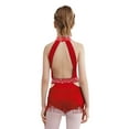 thumbnail image 2 of iiniim Kids Girls Fringe Rhinestones Latin Jazz Dance Leotard Dress Sparkly Performance Costume Red 16, 2 of 7