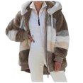 thumbnail image 3 of Abrigo holgado con capucha y bolsillo con cremallera para mujer, cálido, de felpa, estilo europeo y americano, otoño e invierno, 2023, 3 of 4