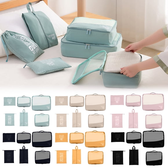 Set de 6 piezas para empaquetar - organizadores de equipaje de viaje con bolsa para zapatos, estuche para electrónica y cosméticos, malla transpirable, plegable, 6 tallas