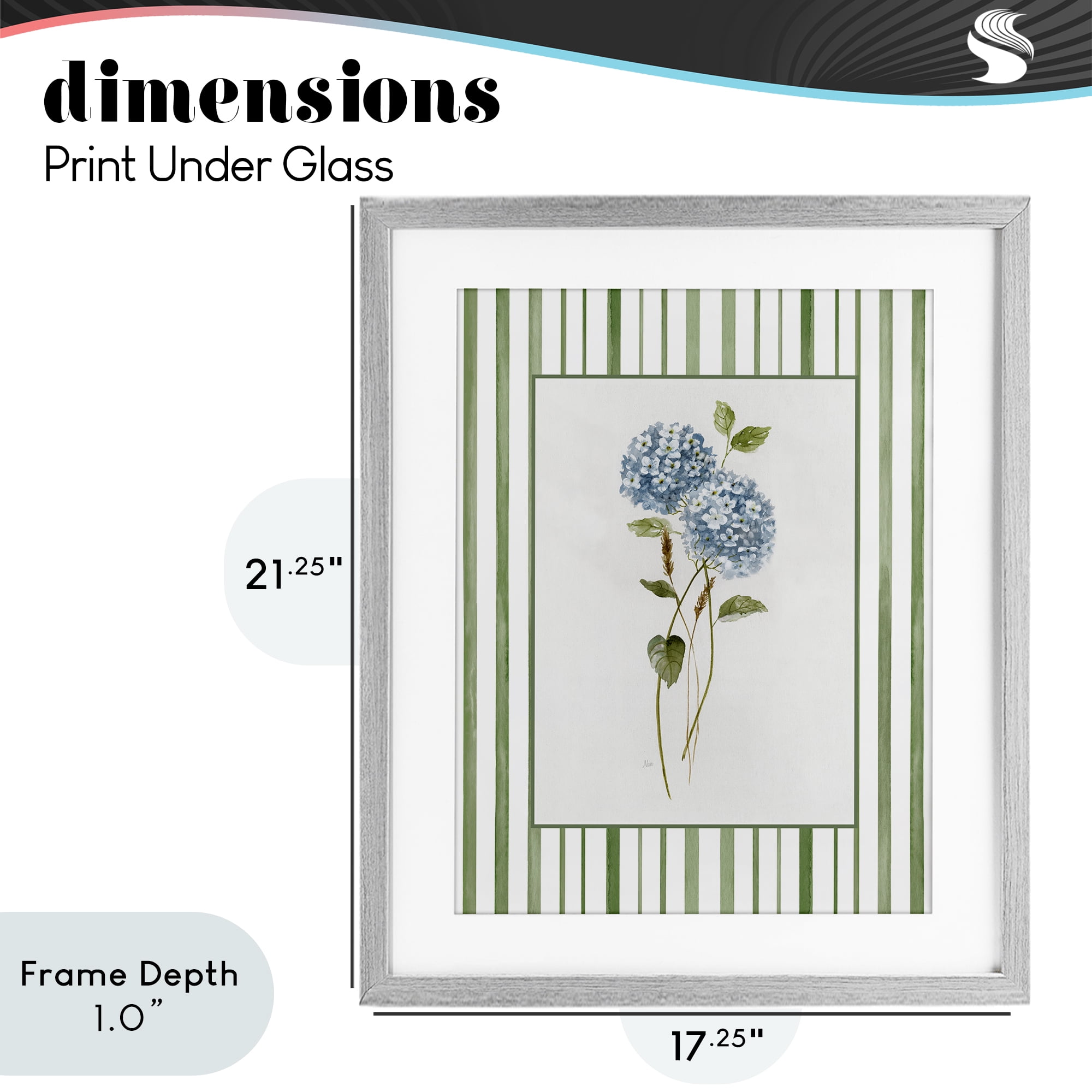 Stupell Industries Delicate Hydrangea & Dried Wheat Gray Framed Print Under Glass, design by Nan