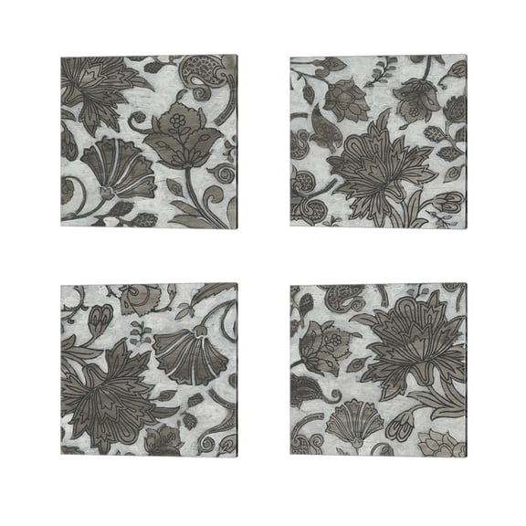 Great Art Now Barnwood Chintz by June Erica Vess 4 Piece Canvas Art Set Each 14W x 14H