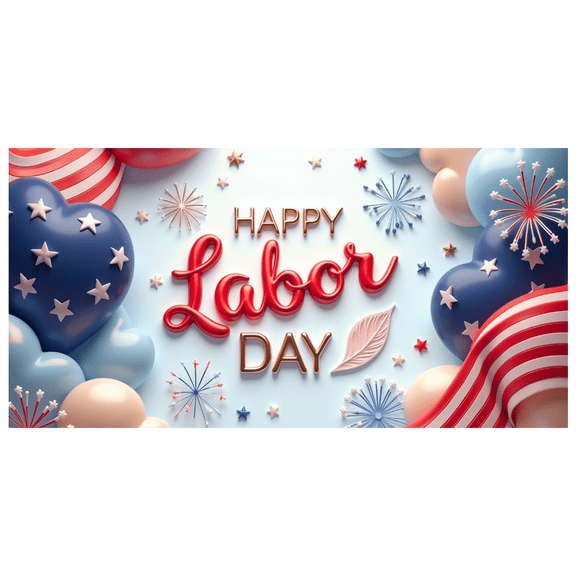 Decorative Design Happy Labor Day Banner Festive Theme Colorful Display Patriotic Elements for Holiday Celebration Indoor Outdoor Display