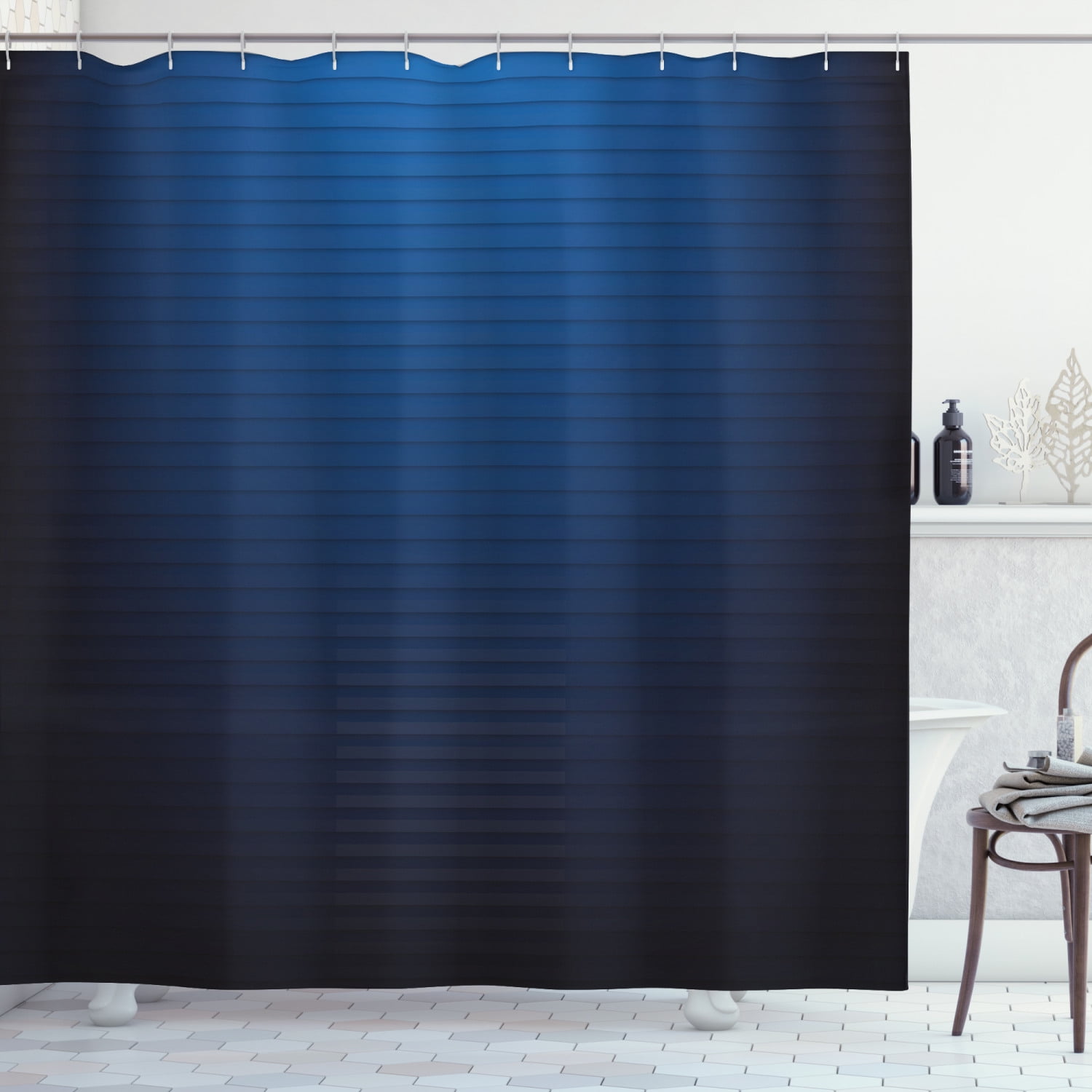 Ambesonne Dark Blue Shower Curtain, Digital Urban Lines, 69"Wx75"L ...
