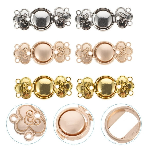 KONTONTY Xiangyun Ruyi Knots Zinc Alloy Ancient Chinese Costume Buckles for Decoration 6Pairs