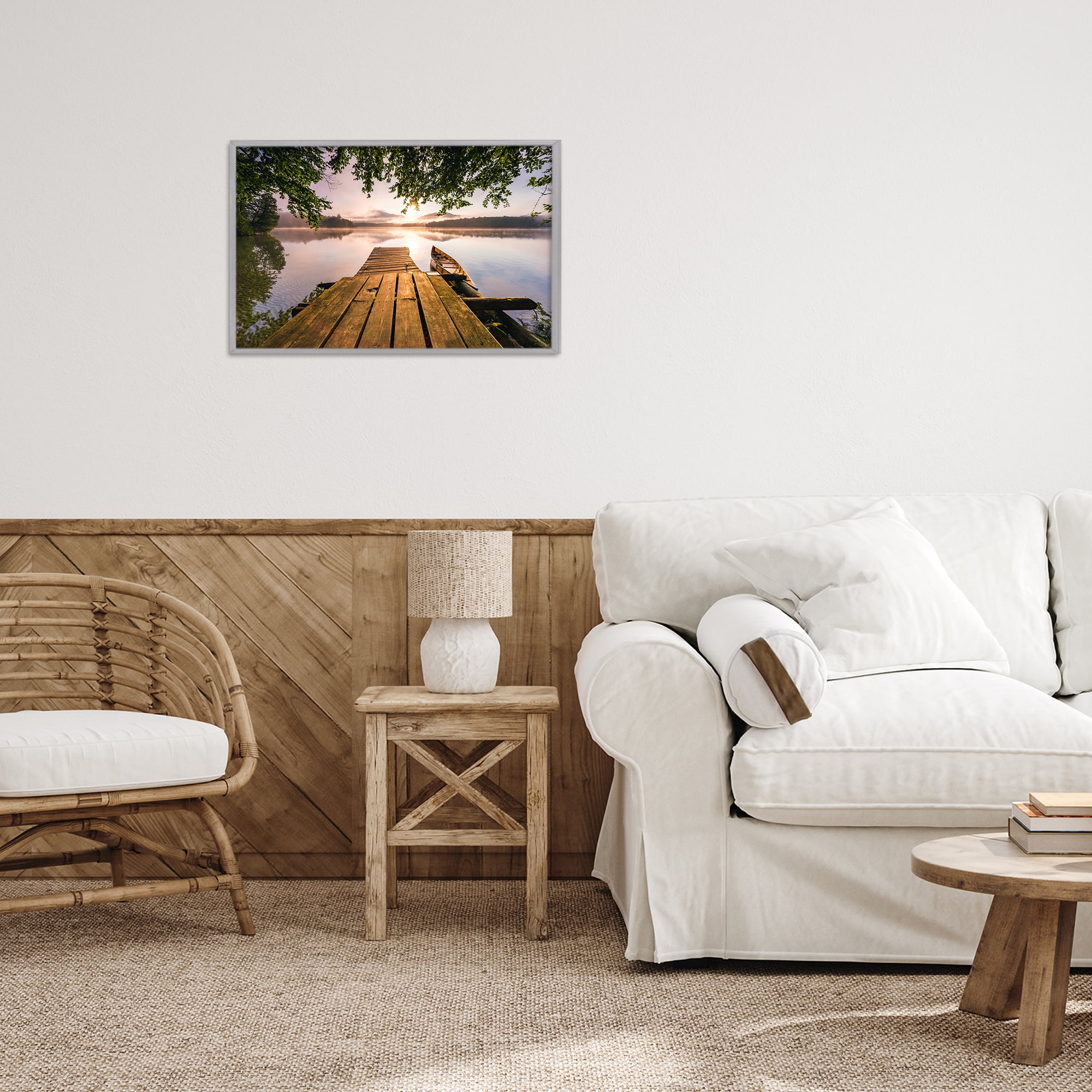 Stupell Industries Misty Morning Light on Lake Gray Framed Giclee Art, design by Jonathan Zaharek