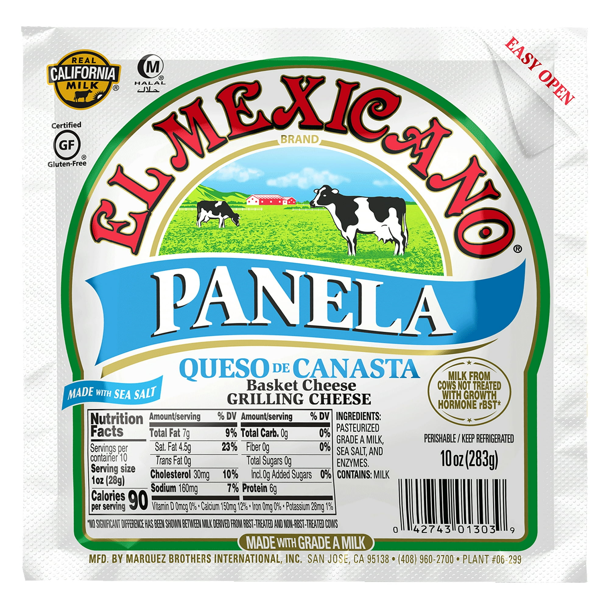 El Mexicano Panela Queso de Canasta, Basket Grilling Cheese, 10 oz Refrigerated