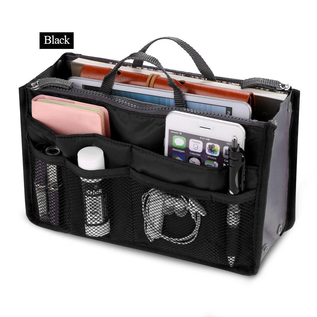 Multi-Pocket Tote Bag in Bag Handbag Organizer Insert with Zipper and Handle 