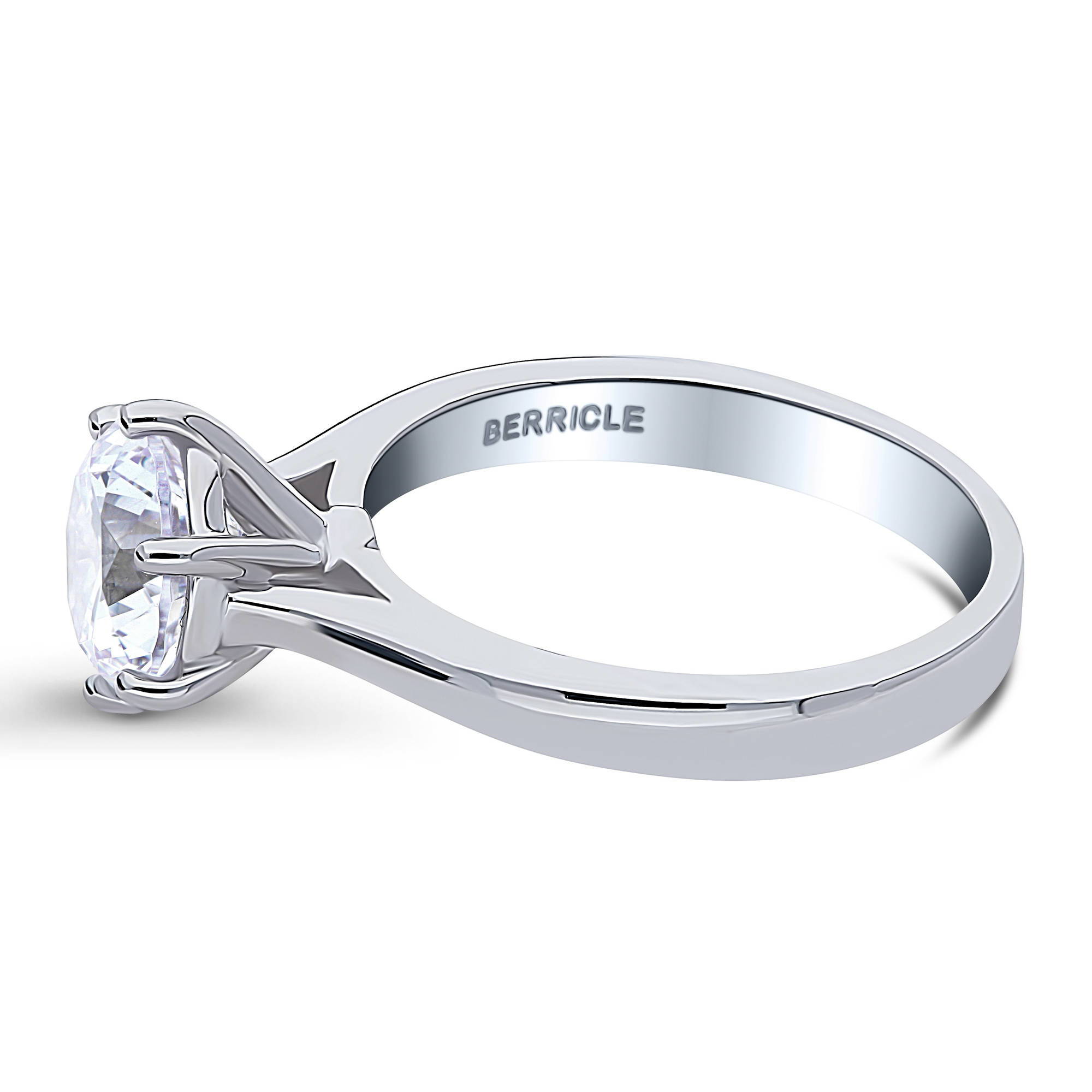 BERRICLE Sterling Silver Solitaire Wedding Engagement Rings 2 Carat Round Cut Cubic Zirconia CZ Promise Ring for Women, Rhodium Plated Size 5