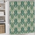 thumbnail image 5 of Bathroom Rugs 4 Piece with Shower Curtain Sets, Sage Green Leaf Stripe Pattern Printed on Cute Shower Curtain Sets with Rugs, Designed for Farmhouse Boho Contemporary Bathrooms, 72 x 72 inches, 5 of 8