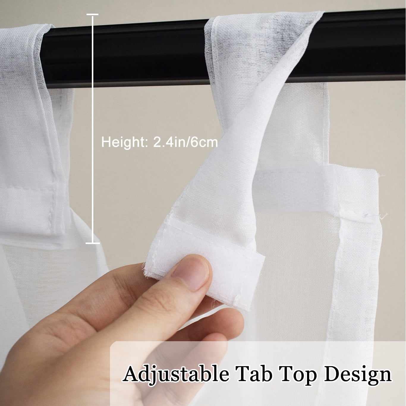 DONGPAI Linen Outdoor Curtain for Patio, Waterproof Tab Top Sheer Curtains for Pergola, Porch, Cabana Gazebo Voile Sheer Drapes, 52" x 96", White, 1 Panel