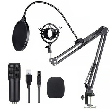 USB Microphone, PC Streaming Podcast Microphone Kit with Arm Stand & Pop Filter, Professional Condenser Mic Kit for Recording, Gaming, Singing, YouTube