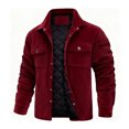 thumbnail image 3 of Kukoosong Men's Lightweight Jackets, Big & Tall Men's Corduroy Jackets, Winter Sherpa Lined Warm Thick Trucker Cargo Coat, Boys Flap Front Button Windbreaker Overcoat, 3 of 5