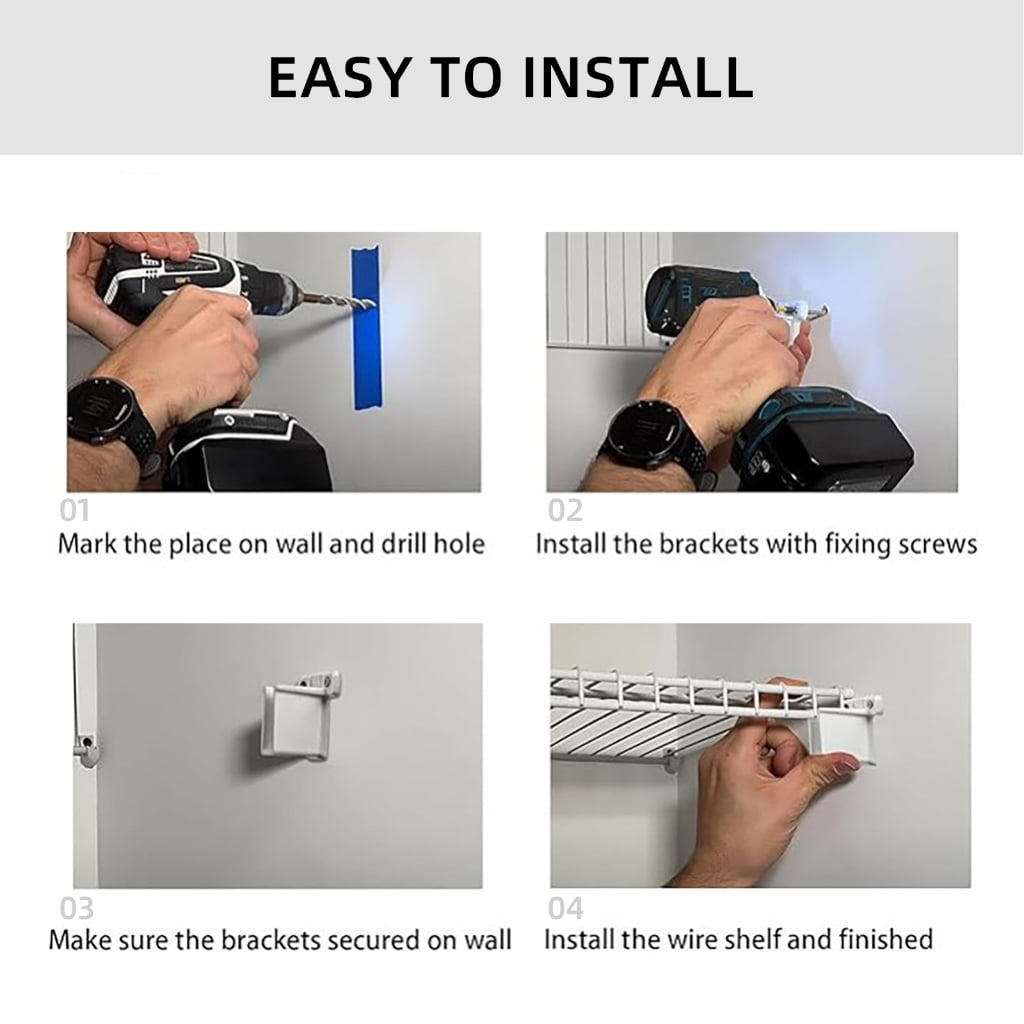 8/12Pcs Wardrobe Closet Rod Bracket Wire Rack End Bracket Wire Shelf Corner Bracket Easy to Installation