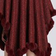 thumbnail image 4 of Xfvqtps Women Cape Faux Fur Collar and Edge Cloak Open Front Solid Color Large Size Loose Thickened Windproof Coldproof Warm Winter Long Coat Wine, 4 of 7