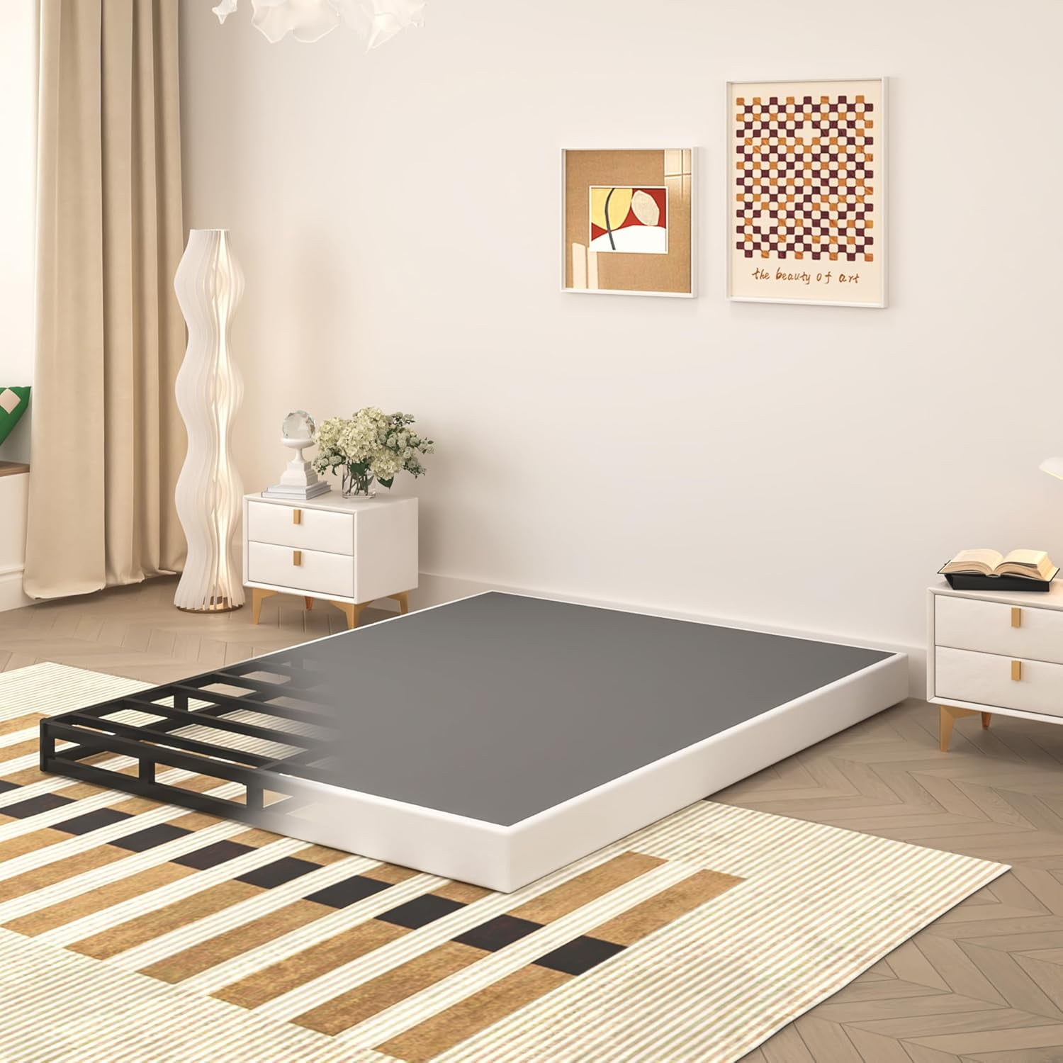 5 Inch Box Spring Full Size Bed, Heavy Duty Metal Mattress Foundation, 3000 lbs Capacity, Low Profile, Noise-Free, Easy Assembly with Fabric Cover