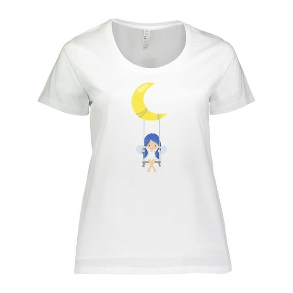 Inktastic Cute Fairy, Fairy on the Moon, Fairy on a Swing Women's Plus Size T-Shirt