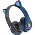 thumbnail image 2 of Injueey Auriculares con orejas de gato Auriculares inalámbricos Música Estéreo Auriculares con azules con micrófono Niños Hija fone Gamer Cables de audio/vídeo azul, 2 of 6