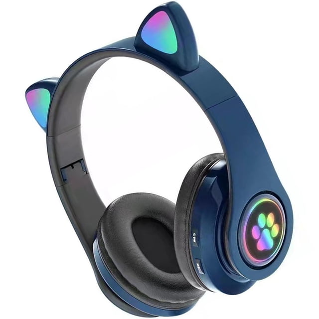Sidaley Auricular inalámbrico de reducción de ruido Adorable Auricular BT Auricular que brilla intensamente Cables de audio/vídeo Azul