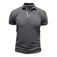 thumbnail image 4 of Blusa de Manga Corta de los Hombres Botones de Color Sólido Al Aire Libre Transpirable Cuello de Vuelta, Sudadera Suelta Casual para Diario, 4 of 8