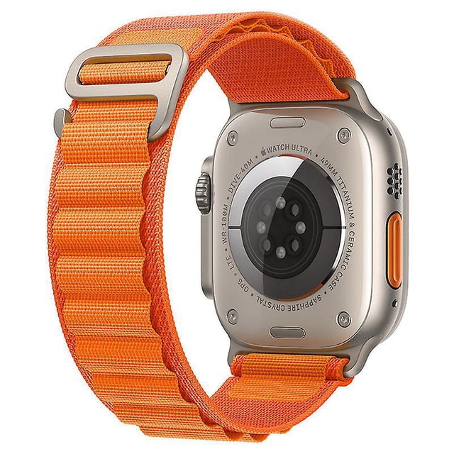 Compatible With Apple Watch Strap 49 Mm 45 Mm 44 Mm 42 Mm, Nylon Braided Loop Adjustable Orange, L