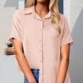 thumbnail image 2 of Women'S Clothing, Tops for Women Trendy, Trendy Women's Short Sleeve Pocket Button Tee Casual Blouse Top for Daily Wear Fashion, 2 of 5
