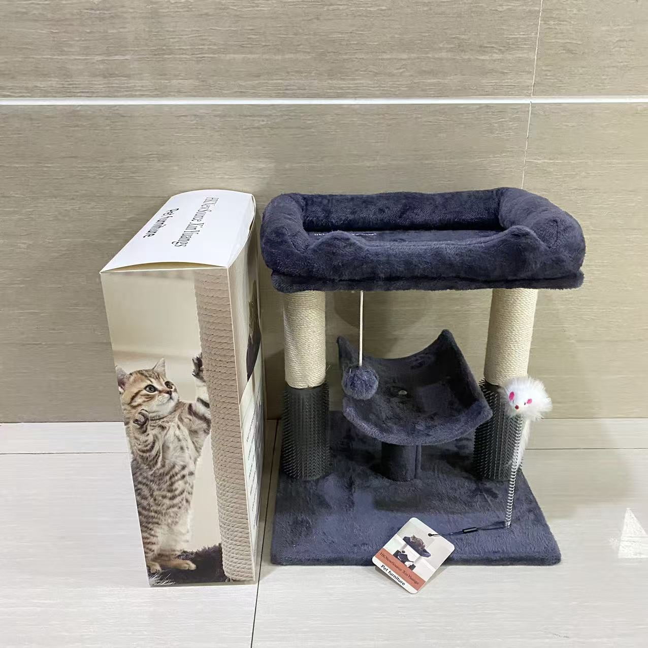 HKNewSource XinYuangs Pet furniture,Cat Tree Tower for Indoor Cats, Tall Cat Scratching Post with Large Bed for Maine Coon Big Cats, Stable Cat Stand, Removable Cover-Gray