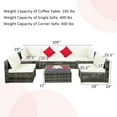 thumbnail image 4 of Costway 7PCS Patio Rattan Furniture Set Sectional Sofa Garden White Cushion, 4 of 11