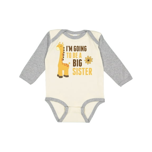 Inktastic I'm Going to Be a Big Sister Giraffe Girls Long Sleeve Baby Bodysuit