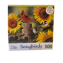 The Jigsaw Puzzle Factory Songbirds, Sunflowers, and Songbirds - 500-Piece Puzzle