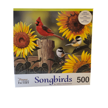 The Jigsaw Puzzle Factory Songbirds, Sunflowers, and Songbirds - 500-Piece Puzzle