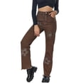 thumbnail image 2 of new style jeans y2k women's flower pattern high waist denim trousers with pockets street wear pants-As photo shows-S, 2 of 7